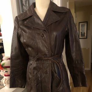 Genuine leather trenchcoat
